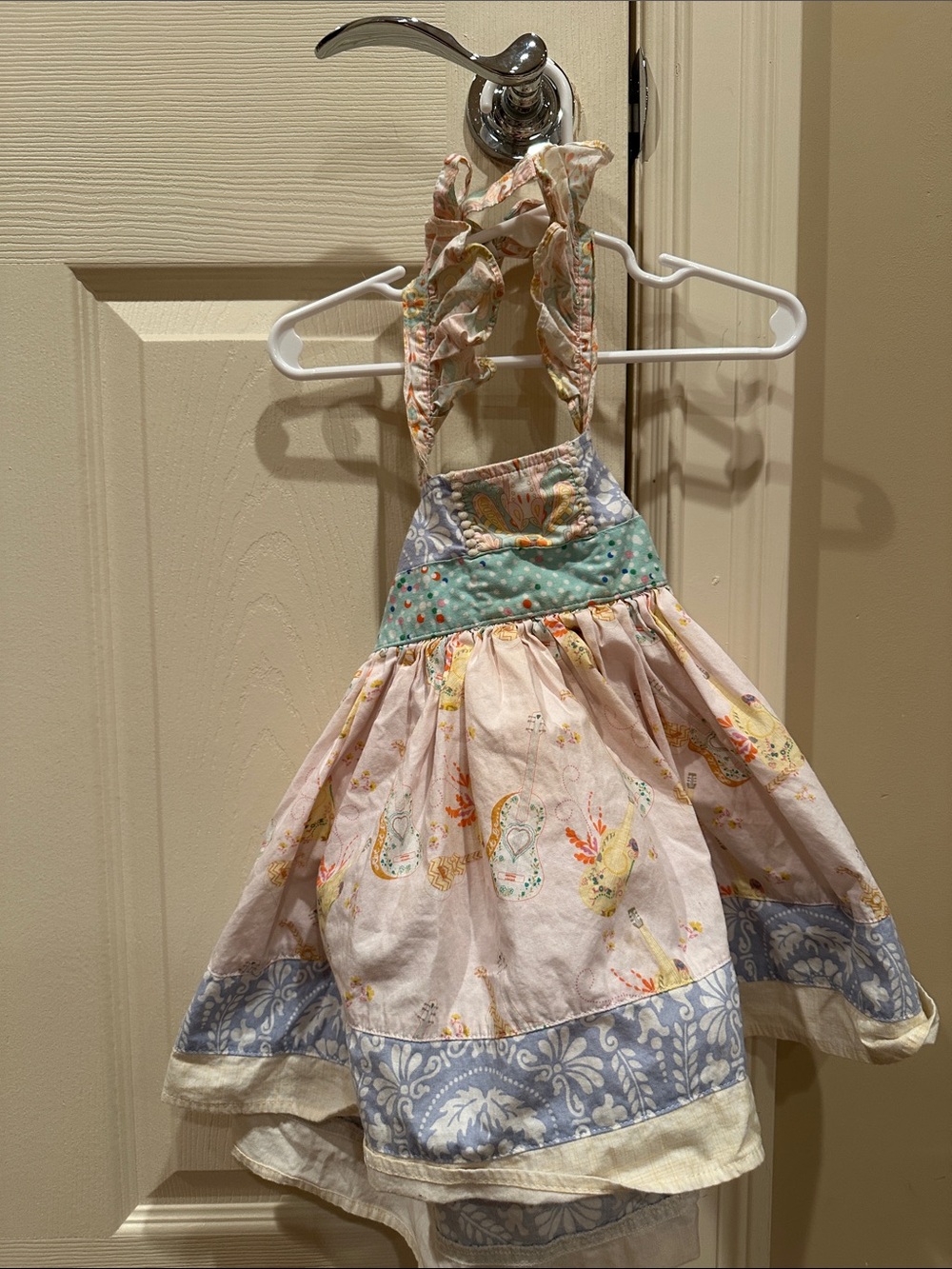 Girls' Pink Multi-Print Halter Sundress